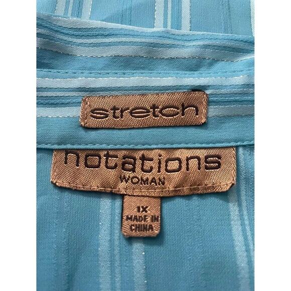 Notations Women’s Stretch Sleeveless Blouse Light Blue Size 1X Button Down - Picture 5 of 5
